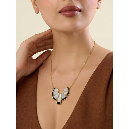 Isharya Ayaana Mirror Enamel Necklace 18Kt Gold Plated