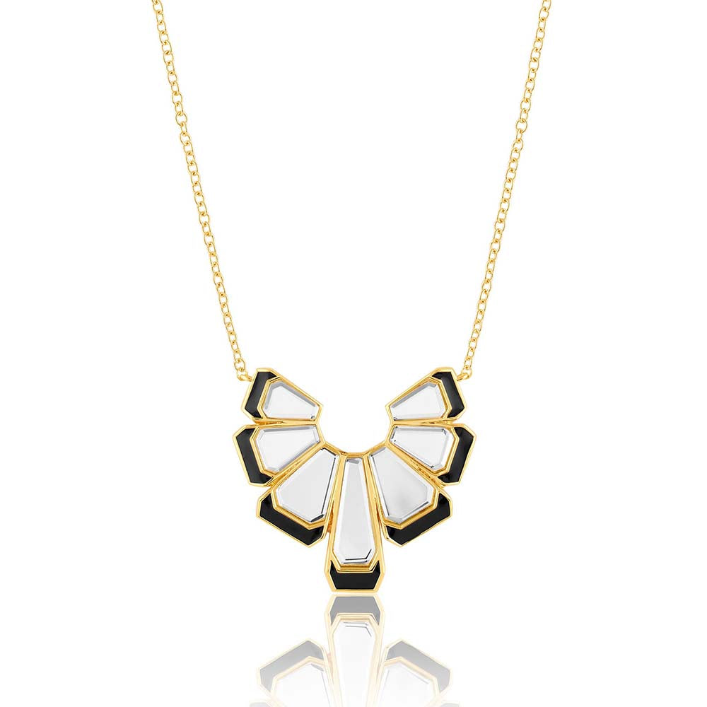 Isharya Ayaana Mirror Enamel Necklace 18Kt Gold Plated