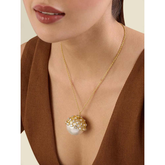 Isharya Limelight Pearl Necklace Long Necklace 18Kt Gold Plated
