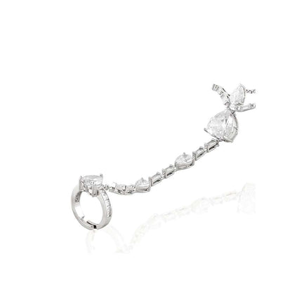 Isharya Celeste Heart Bolo Bracelet In Rhodium Plating - White