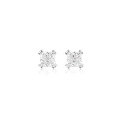Isharya Elysian Radiance Square Studs In Rhodium Plating - White