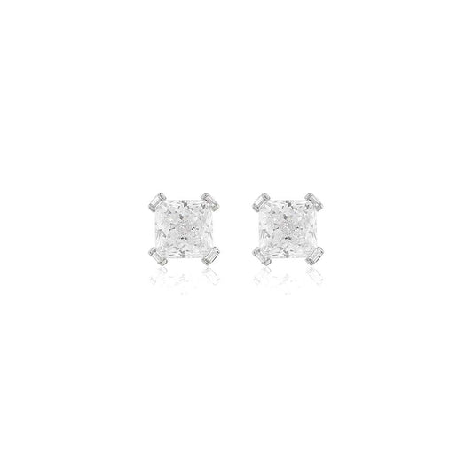 Isharya Elysian Radiance Square Studs In Rhodium Plating - White