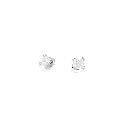 Isharya Elysian Radiance Square Studs In Rhodium Plating - White