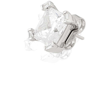 Isharya Elysian Radiance Square Studs In Rhodium Plating - White