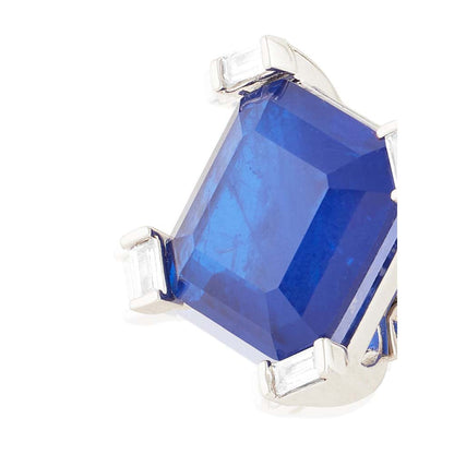 Isharya Sapphire Majesty Square Studs In Rhodium Plating - Blue