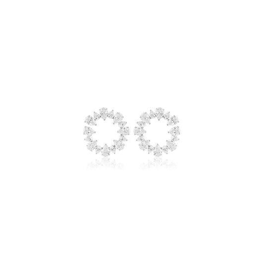 Isharya Eternal Glow Circle Hoops In Rhodium Plating - White