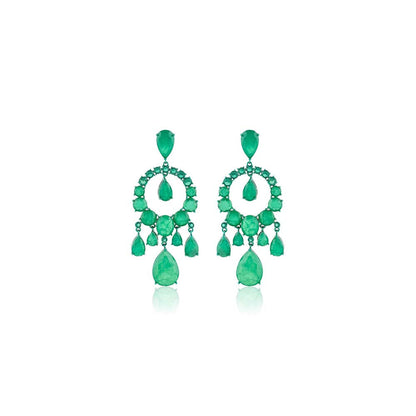 Isharya Emerald Elegance Moon Baalis In Rhodium Plating - Green