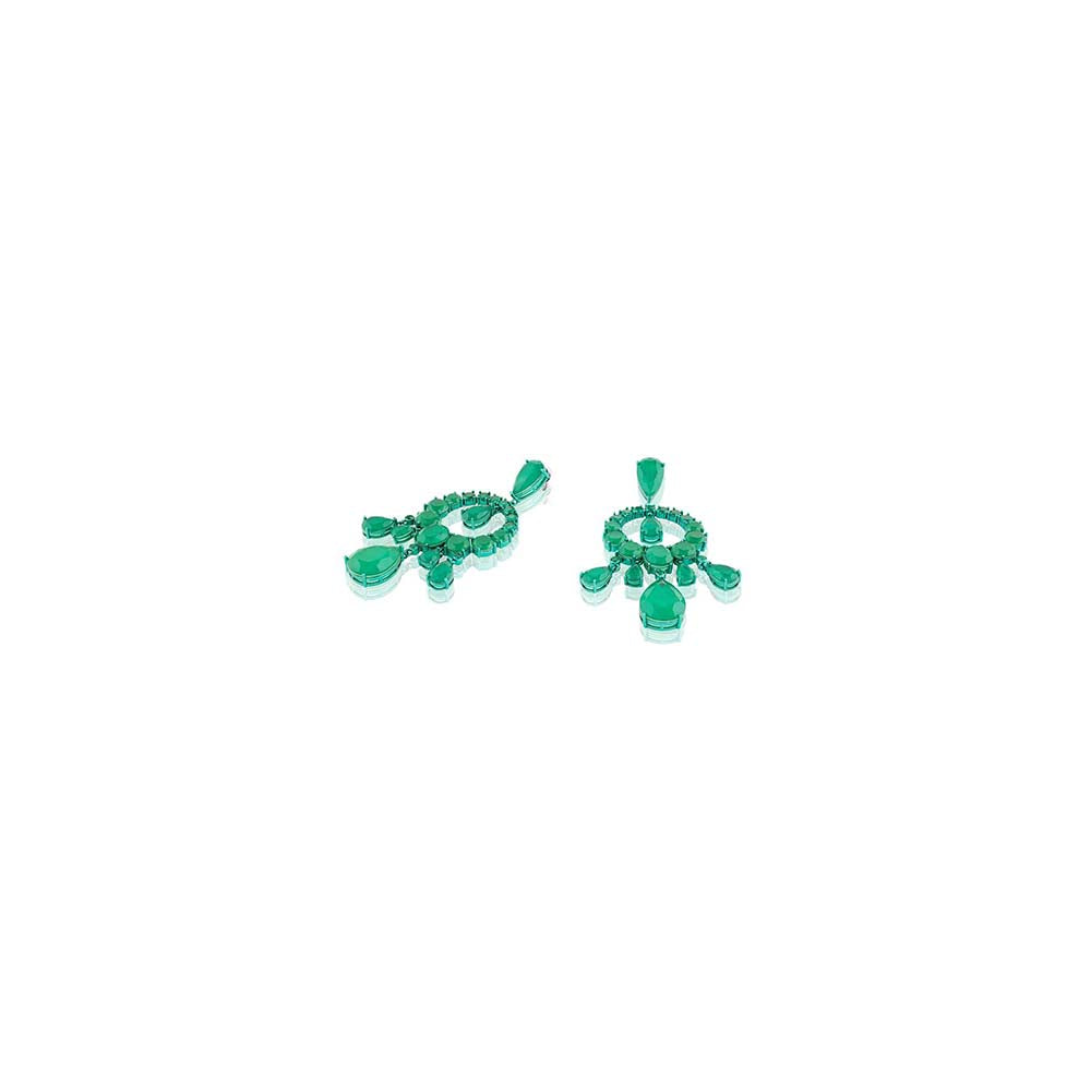 Isharya Emerald Elegance Moon Baalis In Rhodium Plating - Green