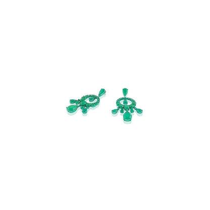 Isharya Emerald Elegance Moon Baalis In Rhodium Plating - Green