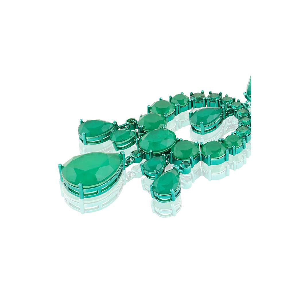 Isharya Emerald Elegance Moon Baalis In Rhodium Plating - Green