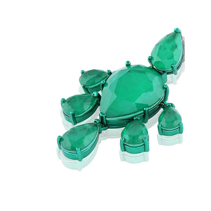 Isharya Emerald Luxe Dangler Earrings In Rhodium Plating - Green