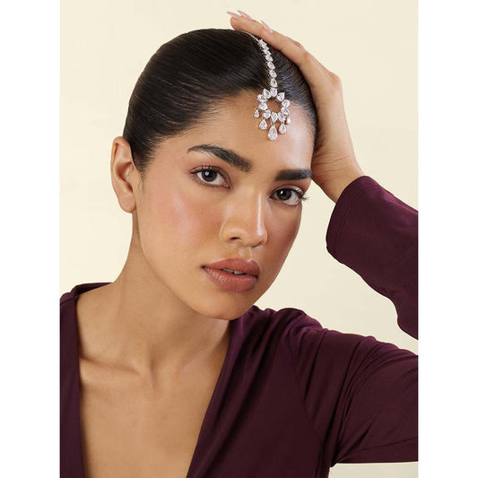 Isharya Celestial Radiance Maan tikka In Rhodium Plating - White