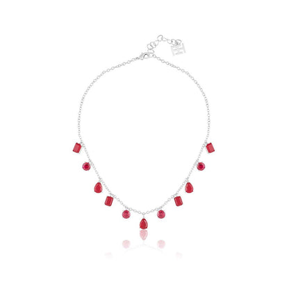 Isharya Eterna Fiery Charm Choker In Rhodium Plating - Red