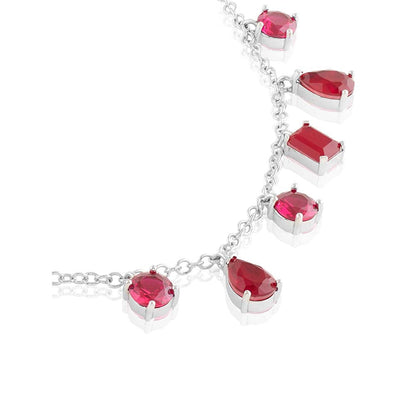 Isharya Eterna Fiery Charm Choker In Rhodium Plating - Red