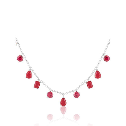 Isharya Eterna Fiery Charm Choker In Rhodium Plating - Red