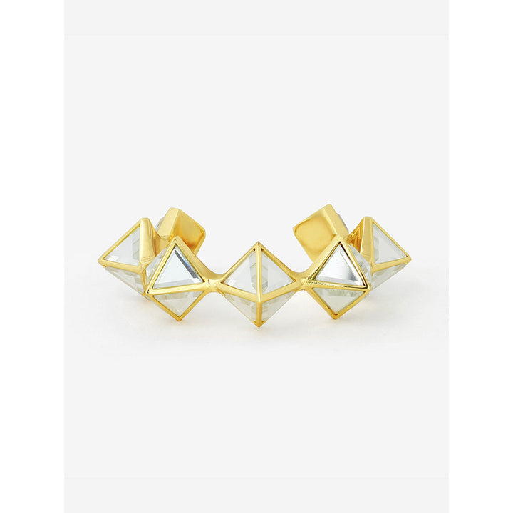 Isharya Gold Pyramid Mirror Cuff In 18K Gold Plated