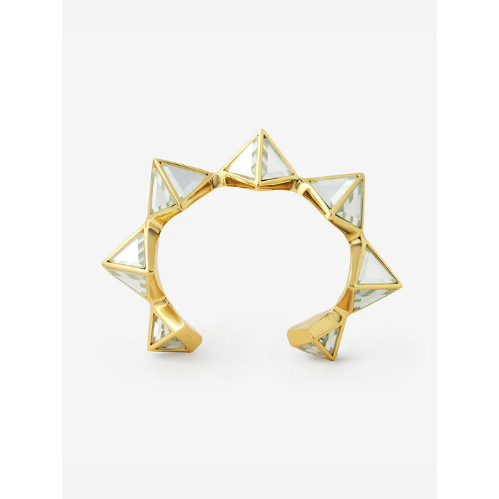 Isharya Gold Pyramid Mirror Cuff In 18K Gold Plated