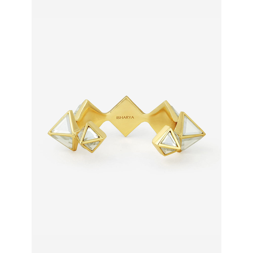 Isharya Gold Pyramid Mirror Cuff In 18K Gold Plated