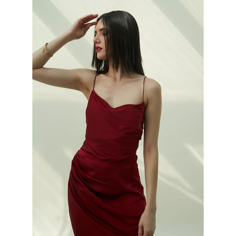 IT GIRL Charlotte Maroon Solid Maxi Dress