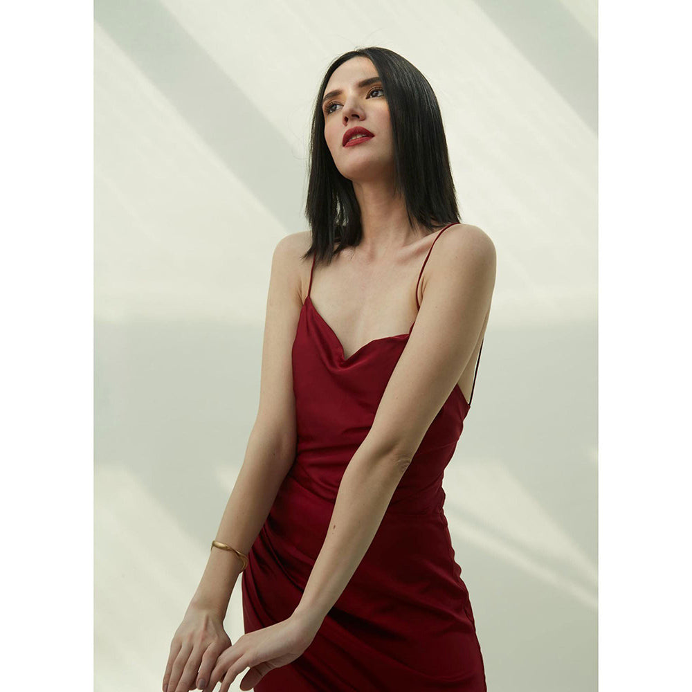 IT GIRL Charlotte Maroon Solid Maxi Dress