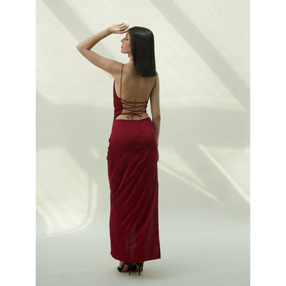 IT GIRL Charlotte Maroon Solid Maxi Dress
