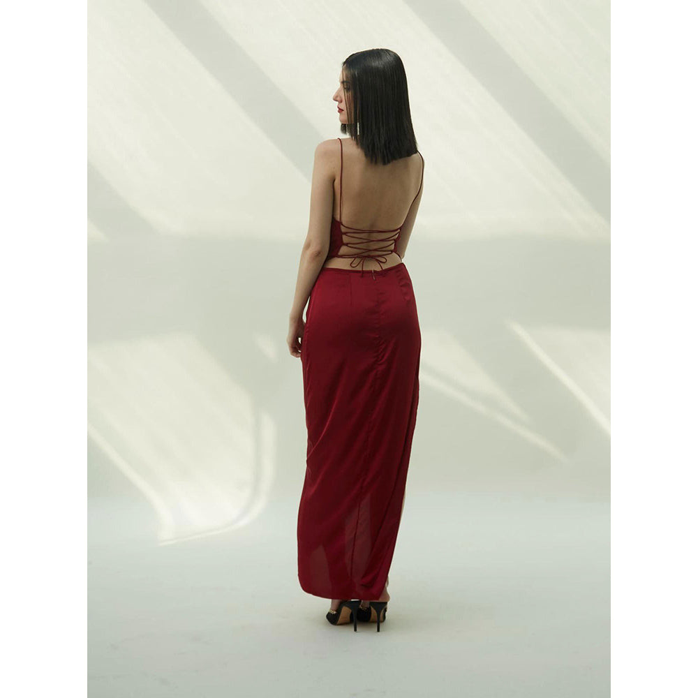 IT GIRL Charlotte Maroon Solid Maxi Dress