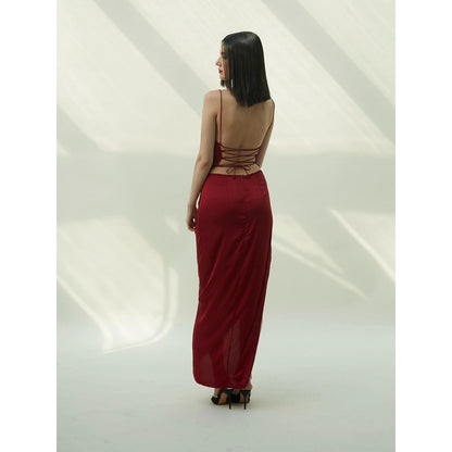IT GIRL Charlotte Maroon Solid Maxi Dress