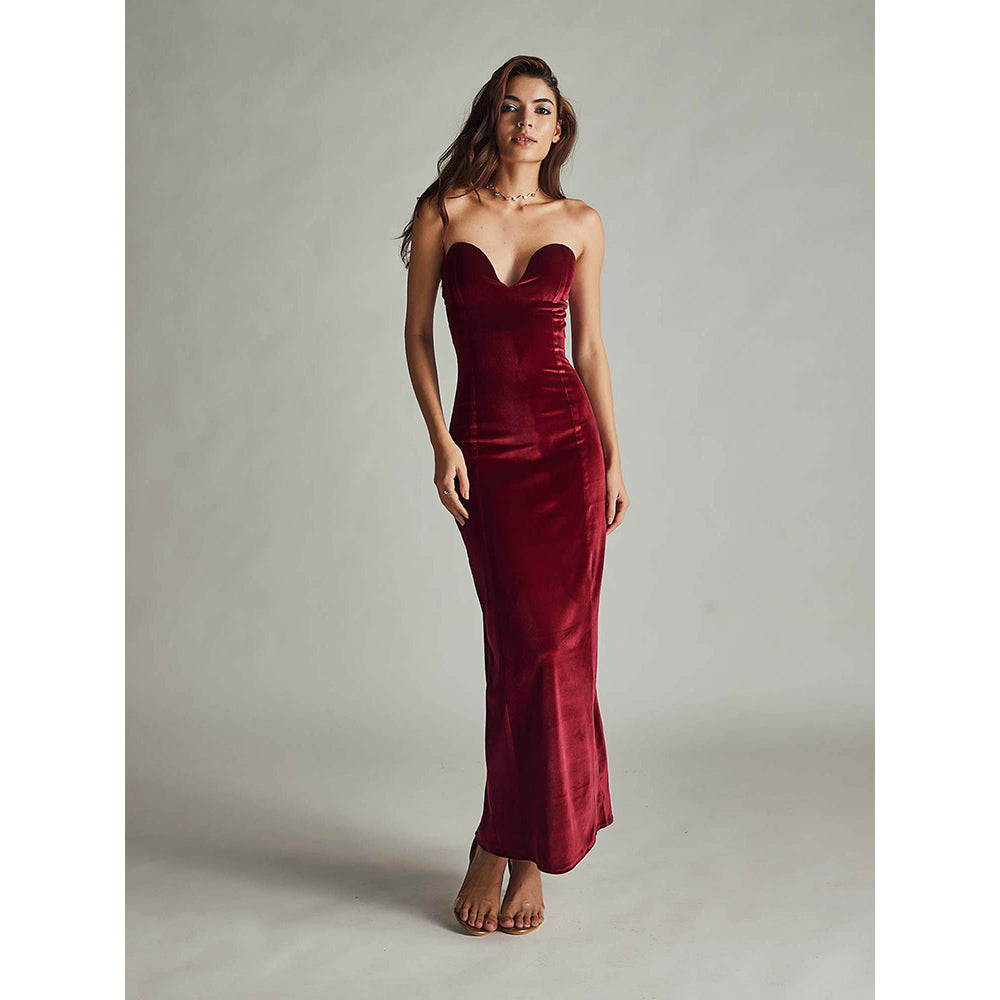 IT GIRL Alessandra Maroon Dress