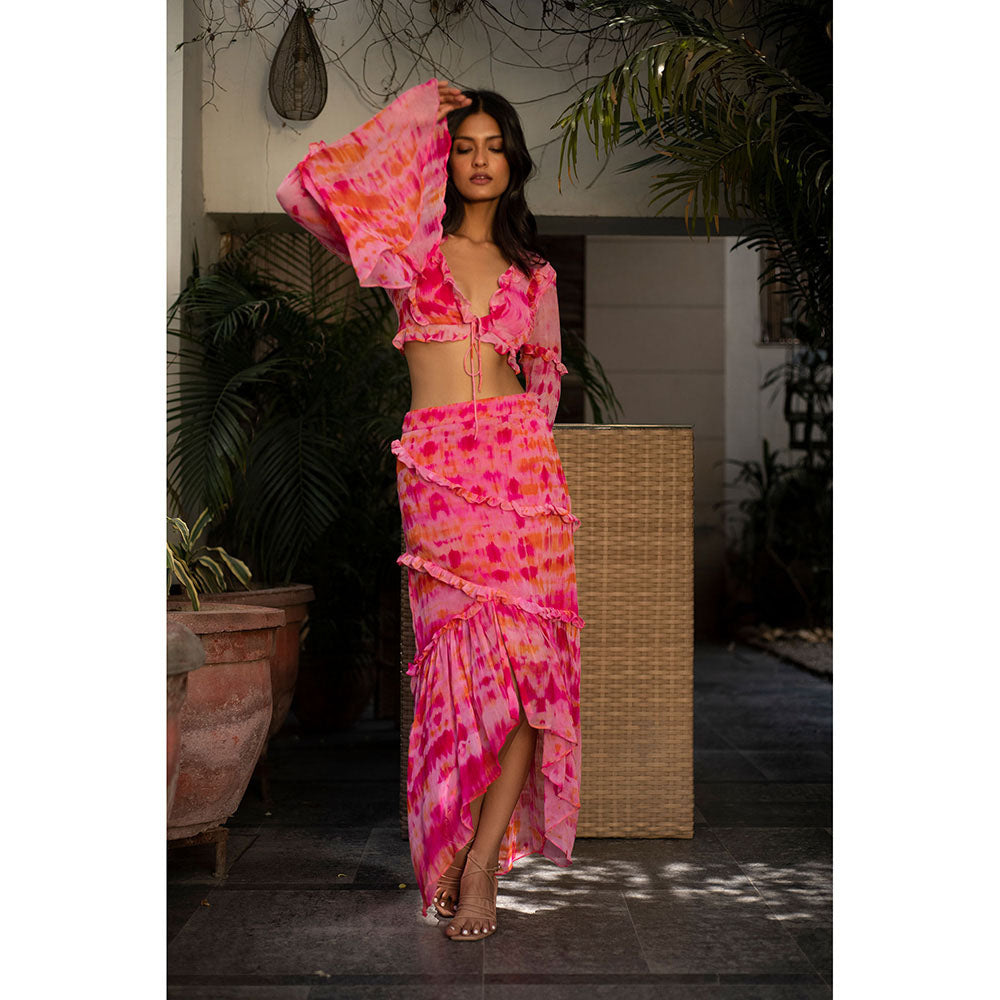 IT GIRL Pink Lily Tie & Dye Co-Ord (Set of 2)