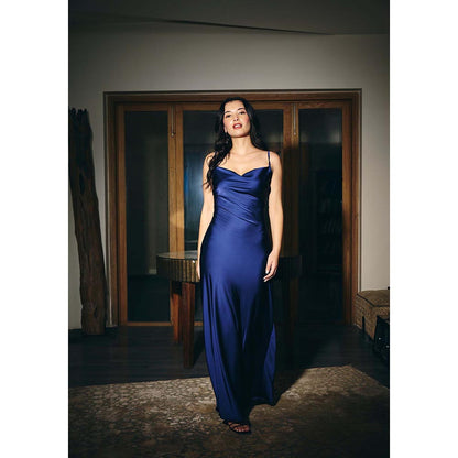 IT GIRL Women Blue Cowl Neck Sophia Maxi Dress