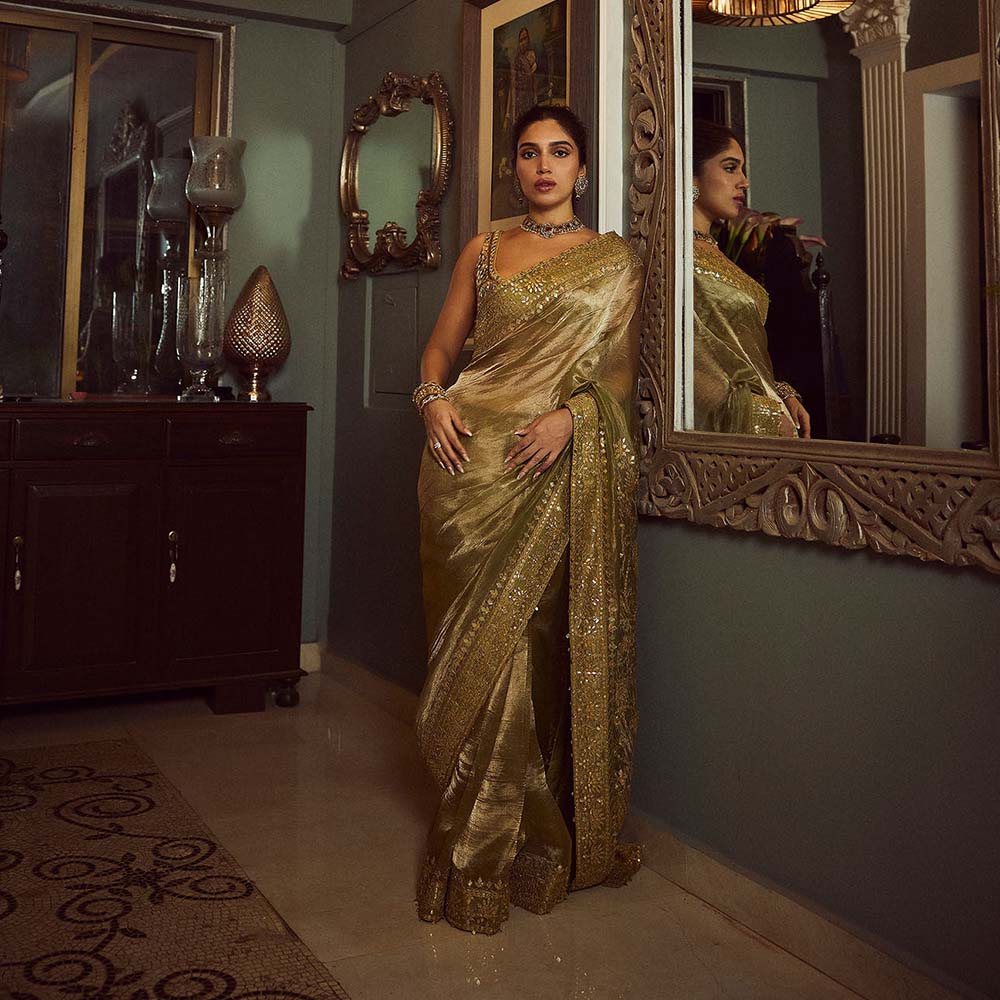 ITRH Saanjh Sheesh Saree with Stitched Blouse