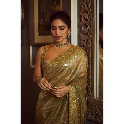 ITRH Saanjh Sheesh Saree with Stitched Blouse
