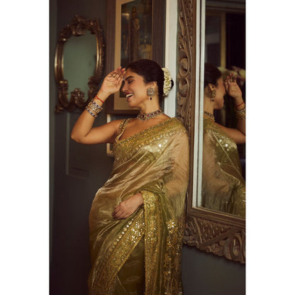 ITRH Saanjh Sheesh Saree with Stitched Blouse