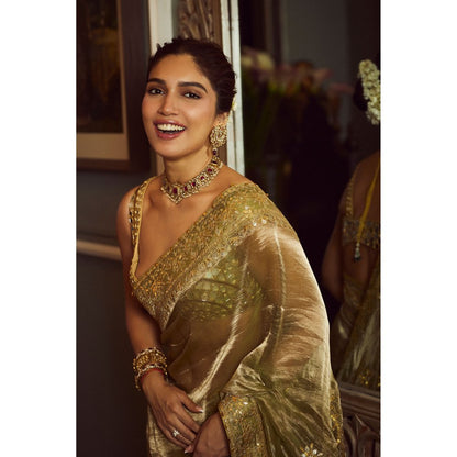 ITRH Saanjh Sheesh Saree with Stitched Blouse