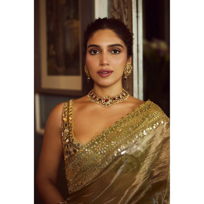 ITRH Saanjh Sheesh Saree with Stitched Blouse