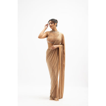 ITRH Margot Beaded Draped Predraped Saree with Stitched Blouse