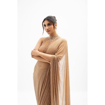 ITRH Margot Beaded Draped Predraped Saree with Stitched Blouse