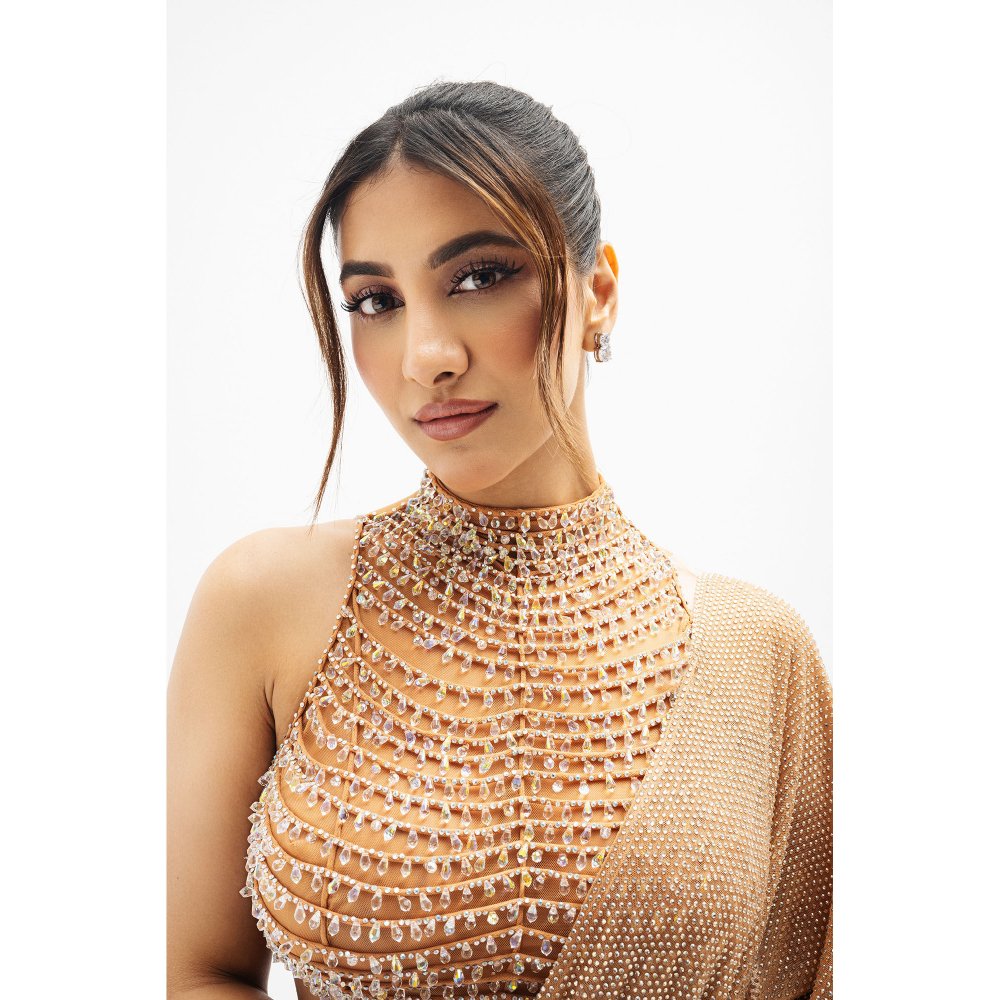 ITRH Margot Beaded Draped Predraped Saree with Stitched Blouse