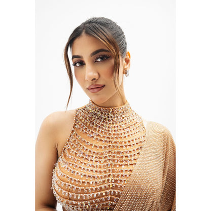 ITRH Margot Beaded Draped Predraped Saree with Stitched Blouse