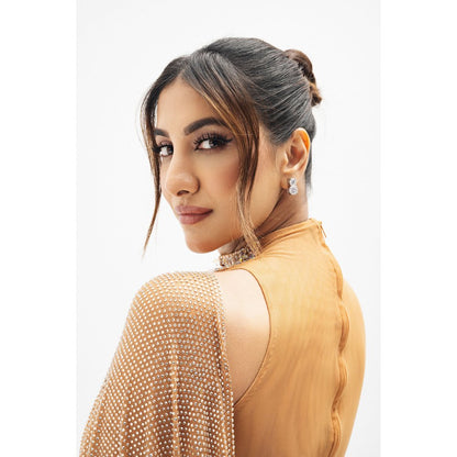 ITRH Margot Beaded Draped Predraped Saree with Stitched Blouse