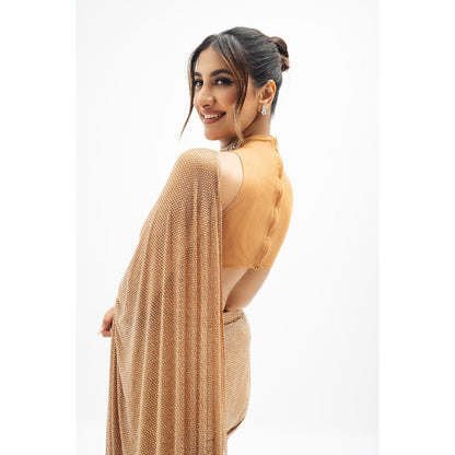 ITRH Margot Beaded Draped Predraped Saree with Stitched Blouse