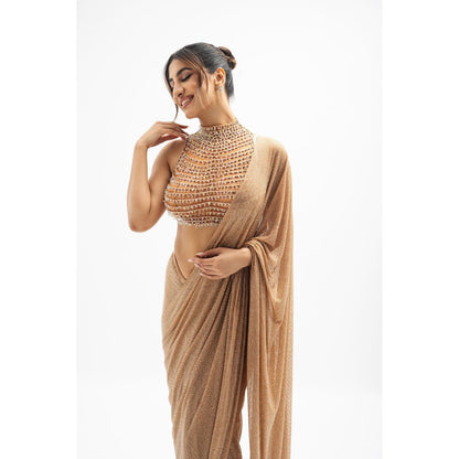 ITRH Margot Beaded Draped Predraped Saree with Stitched Blouse