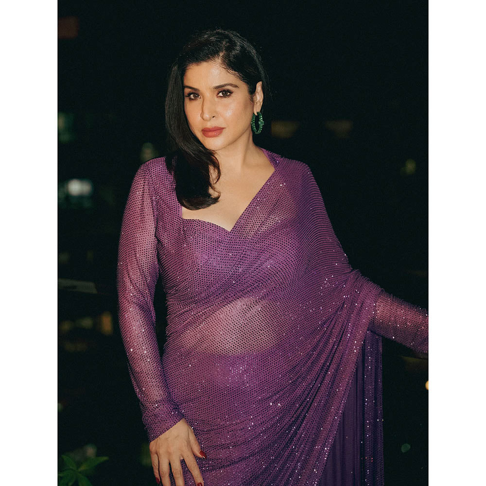 ITRH Amethyst Sparkle Symphony Predraped Saree with Stitched Blouse