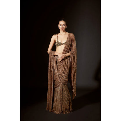 ITRH Ancient Glyphs Saree with Stitched Blouse