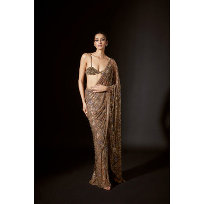 ITRH Ancient Glyphs Saree with Stitched Blouse