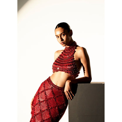 ITRH Scarlet Nile Red Top with Skirt (Set of 2)