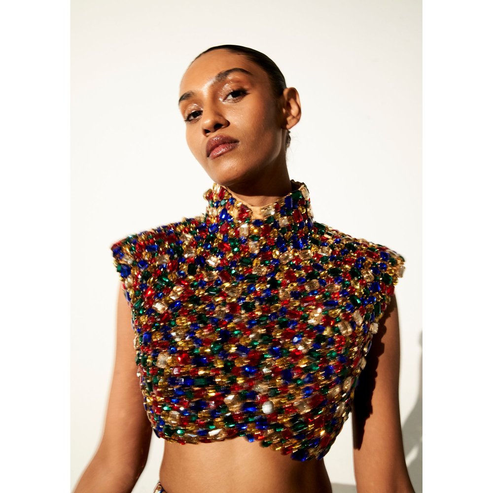 ITRH Sphinx Chic Multicolour Top with Skirt (Set of 2)