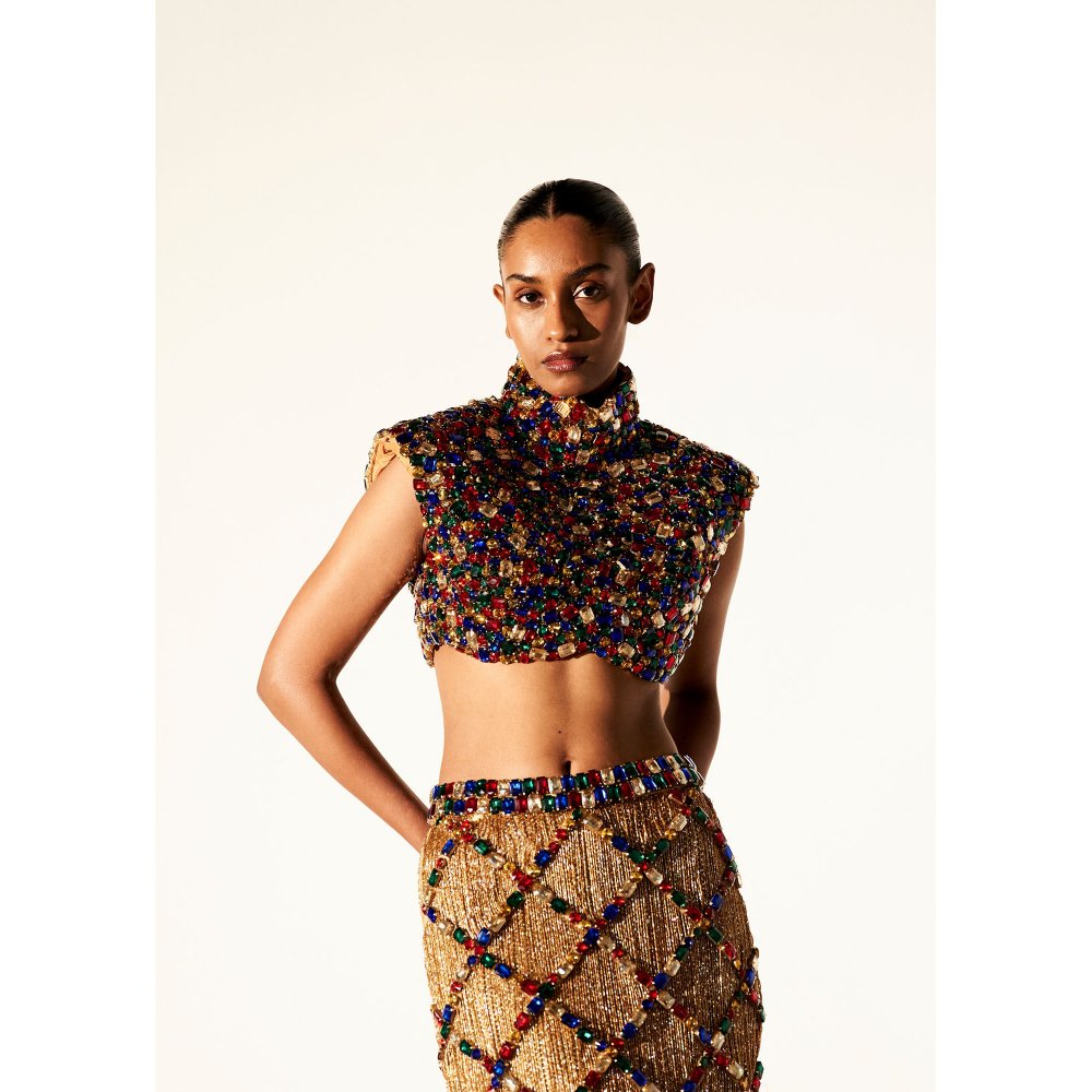 ITRH Sphinx Chic Multicolour Top with Skirt (Set of 2)