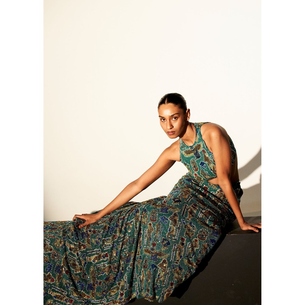 ITRH Cleopatra Green Top with Skirt (Set of 2)