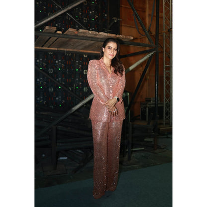 ITRH Pink Salena Embellished Blazer with Pant (Set of 2)